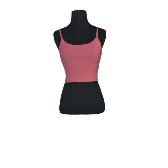 Blush pink fitted built in bra crop tank top cami size small - Picture 7 of 9